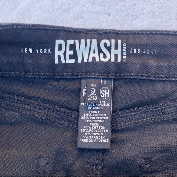 Rewash Mini Skirt Denim Button Fly Distressed Mini Skirt Black Raw Hem Size 9… - Picture 2 of 7
